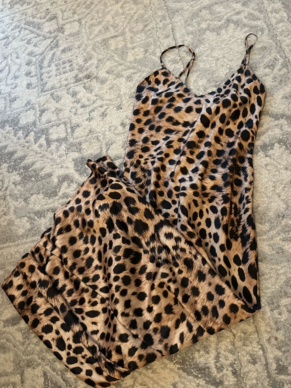 Zara Maxi Leopard Print Slip Dress - Tan & Black Medium